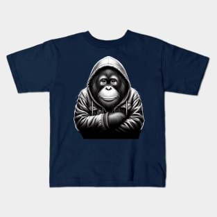 an orangutan wearing a hoodie Kids T-Shirt